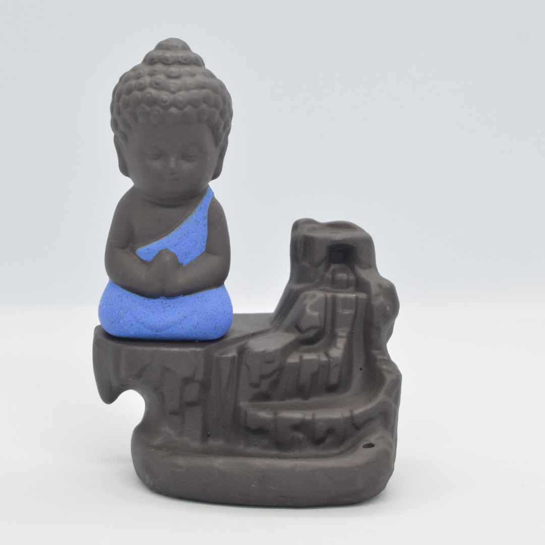Little Buddha Meditating on a Hill Smoke Backflow Incense Burner