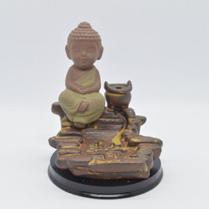 Gold Ganesha Ceramic Elephant God + Little Buddha Praying Spring Hills