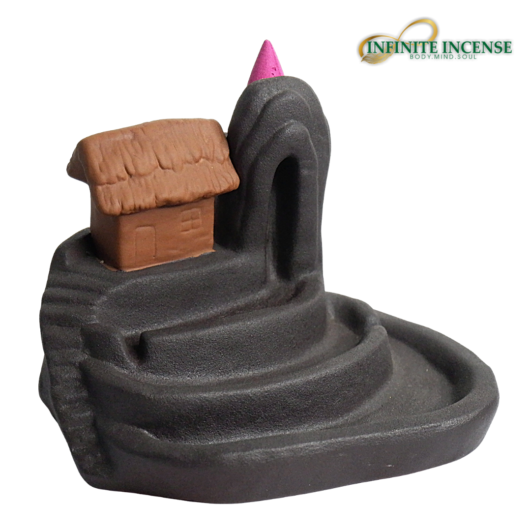 Lucky Miniature House in Fountain Smoke Backflow Incense Burner
