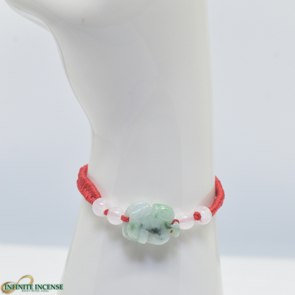 Lucky Jade stone bracelet in red string