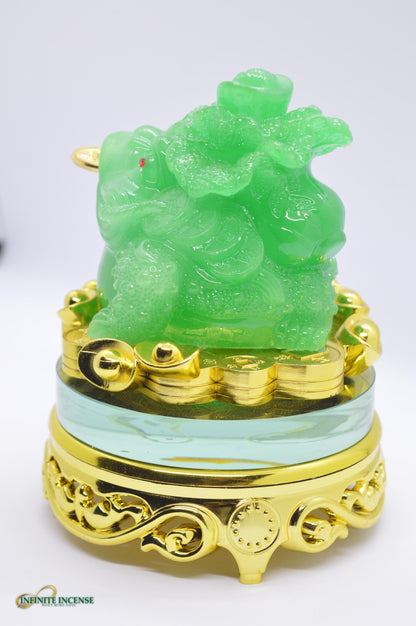 Golden Feng Shui Lucky 3 Legged Rotating Jade Frog