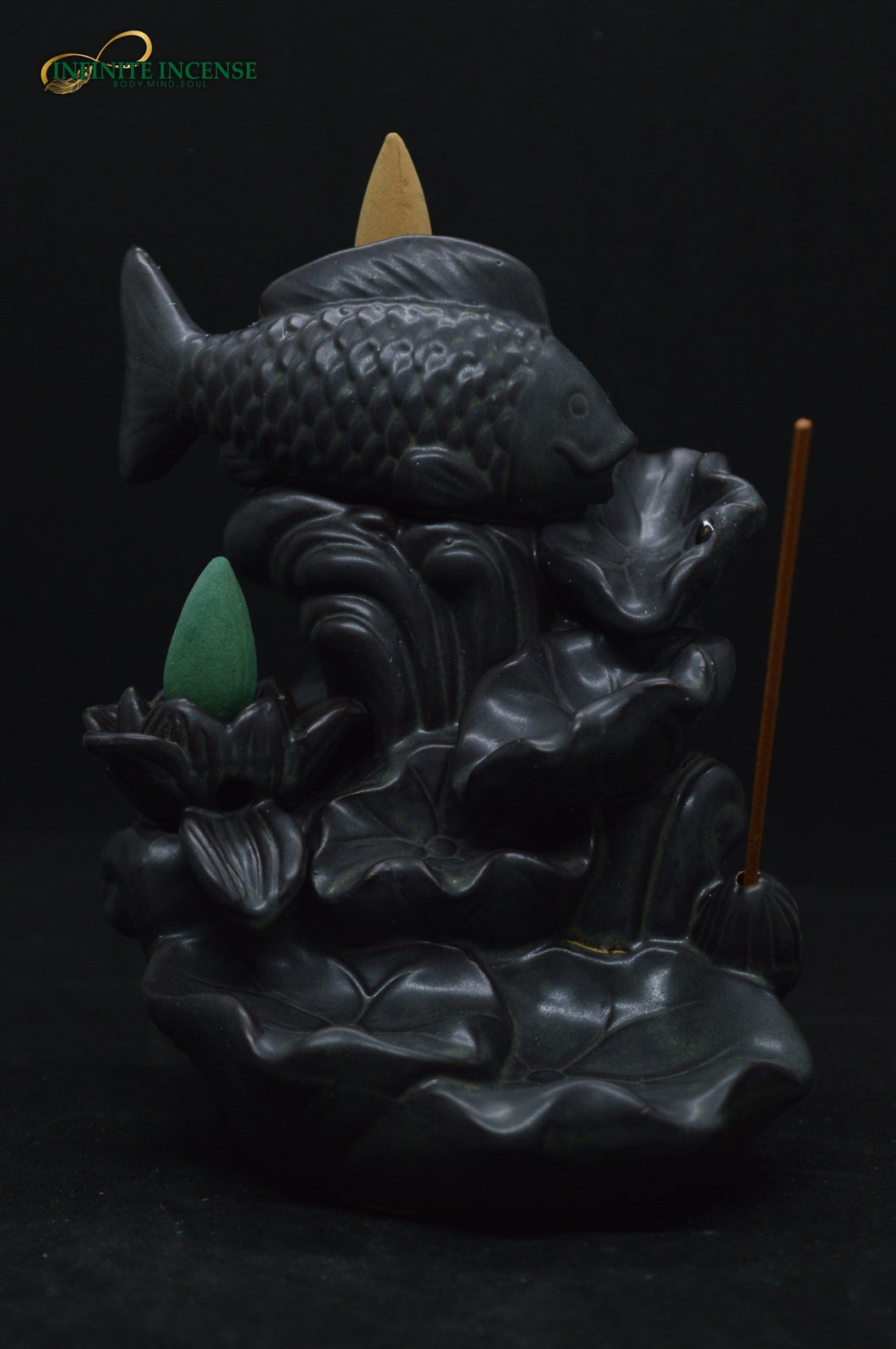Feng Shui Lotus Koi Incense Burner