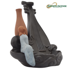 Load image into Gallery viewer, Pipa Chinese Guitar with Woman and Vase Smoke Backflow Incense Burner