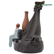 Load image into Gallery viewer, Pipa Chinese Guitar with Woman and Vase Smoke Backflow Incense Burner