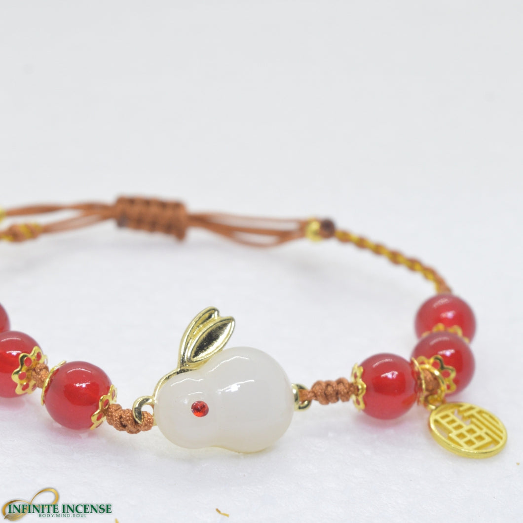 Lucky Moon Jade Rabbit Red Bracelet