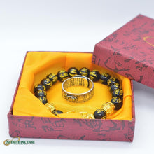 Load image into Gallery viewer, Black Obsidian Pi Yao with free Pi Yao ring amulet and box