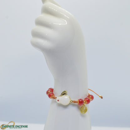 Lucky Moon Jade Rabbit Red Bracelet