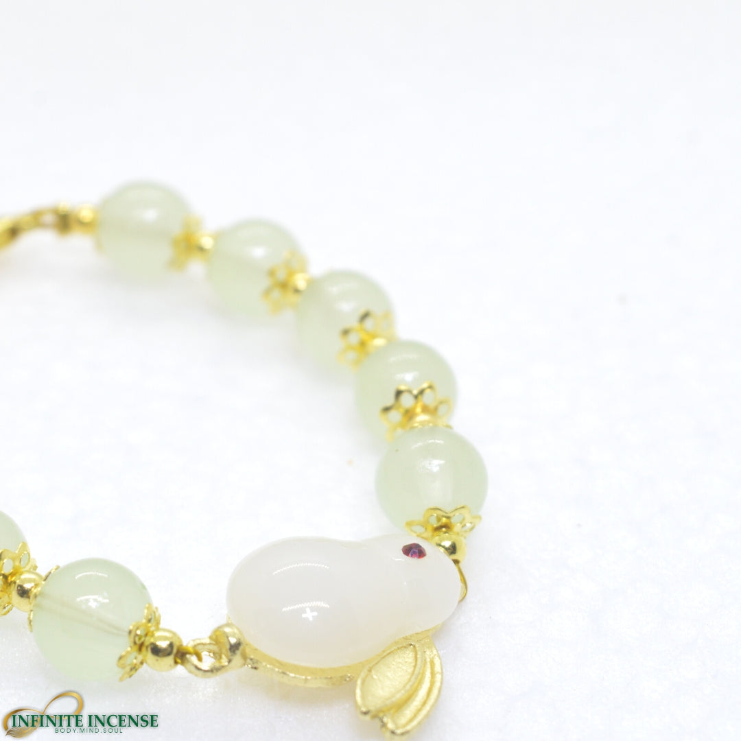 White Lucky Moon Jade Rabbit Bracelet