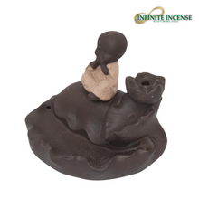 Load image into Gallery viewer, Little Monk Sitting on top of a Seashell Smoke Backflow Incense Burner