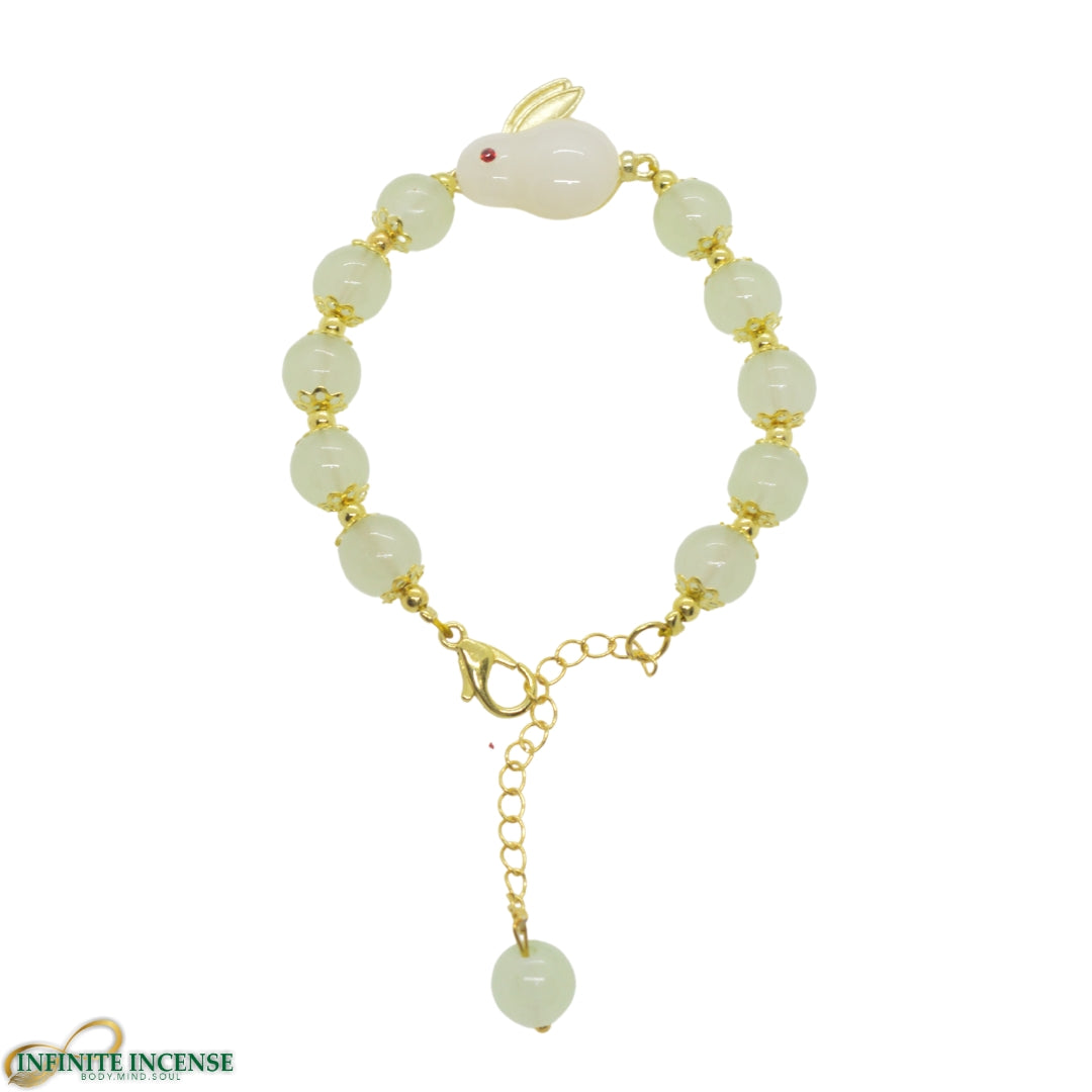 White Lucky Moon Jade Rabbit Bracelet