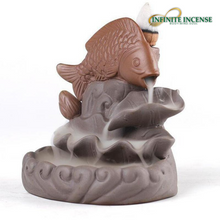Load image into Gallery viewer, Ceramic Fish Cone Smoke Backflow Incense Burner