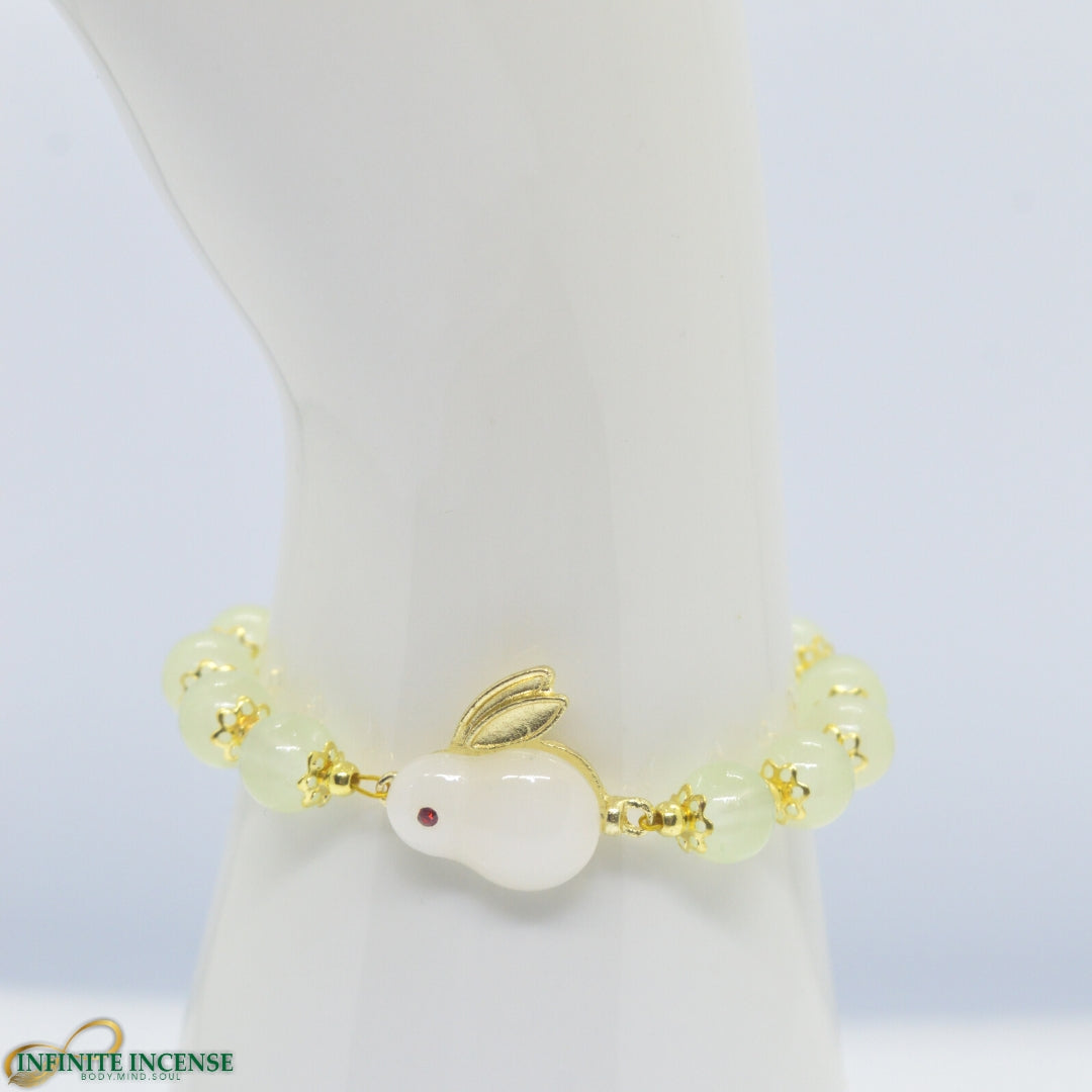 White Lucky Moon Jade Rabbit Bracelet