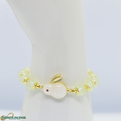 White Lucky Moon Jade Rabbit Bracelet