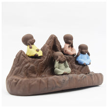 Load image into Gallery viewer, Four Little Buddhas on Mountain Spring Smoke Backflow Incense Burner
