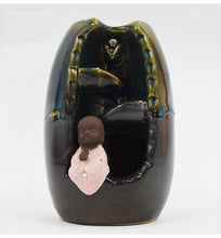 Load image into Gallery viewer, Little Monk Sitting in a Jar Cave Smoke Backflow Incense Burner
